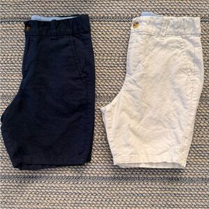 Janie and Jack White and Navy Little Boys Linen Summer Shorts